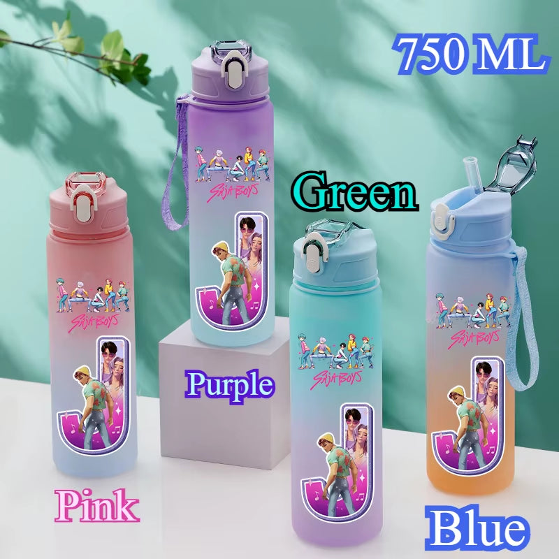 750Ml Kpop Demon Hunters Water Bottles Letter A-Z Girl Straw Drinking Cups Gourd K-Pop Rumi Mira Zoey Jinu K Pop Saja Boys