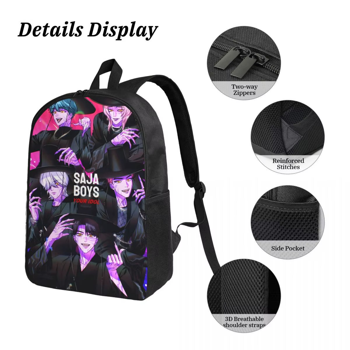 K-Pop Krusaders: Saja Boys' Backpack Bonanza with Snack Attack Lunch Box and Pencil Power!
