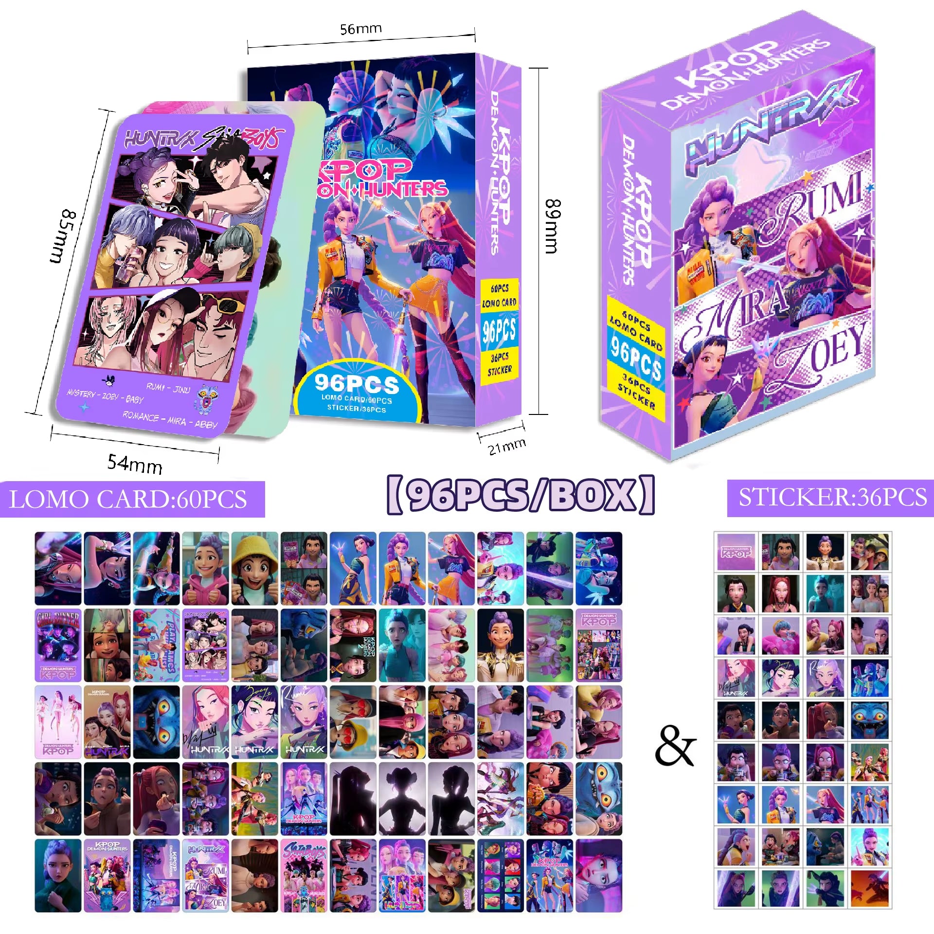 96Pcs K-POP Demon Slayers' Secret Stash: The Ultimate Sajaboys LOMO Cards & Stickers for When You Want to Fight Monsters and Collect Memes!