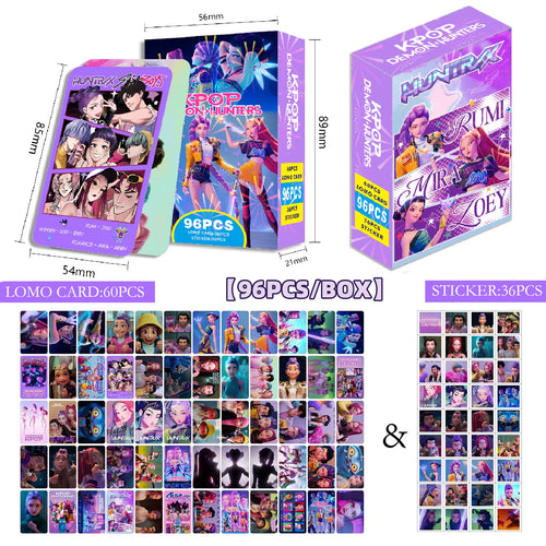96Pcs K-POP Demon Slayers' Secret Stash: The Ultimate Sajaboys LOMO Cards & Stickers for When You Want to Fight Monsters and Collect Memes!