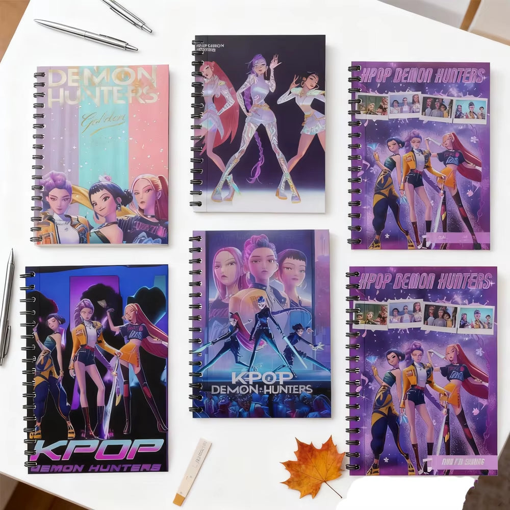 Anime Movie K-Pop Demon Hunters Notebooks A6 Stationery Coil Writing Pads for Students School Supplies Office Accessories Gift