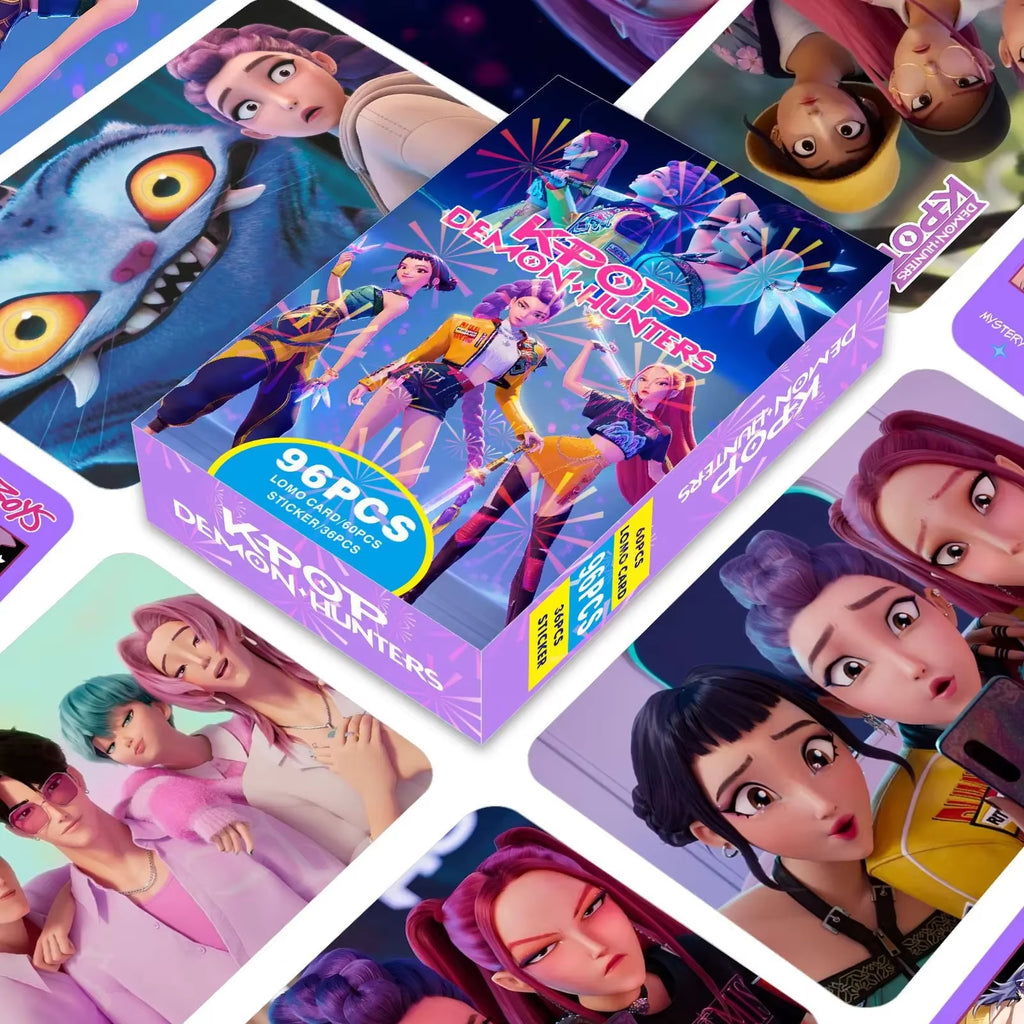 96Pcs K-POP Demon Slayers' Secret Stash: The Ultimate Sajaboys LOMO Cards & Stickers for When You Want to Fight Monsters and Collect Memes!