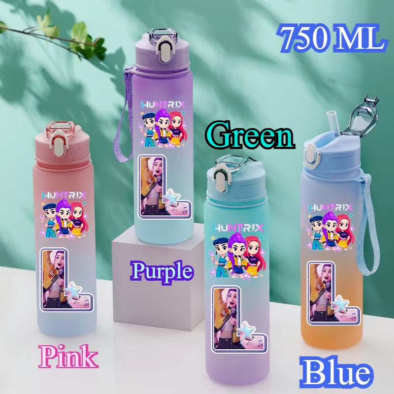 750Ml Kpop Demon Hunters Water Bottles Letter A-Z Girl Straw Drinking Cups Gourd K-Pop Rumi Mira Zoey Jinu K Pop Saja Boys