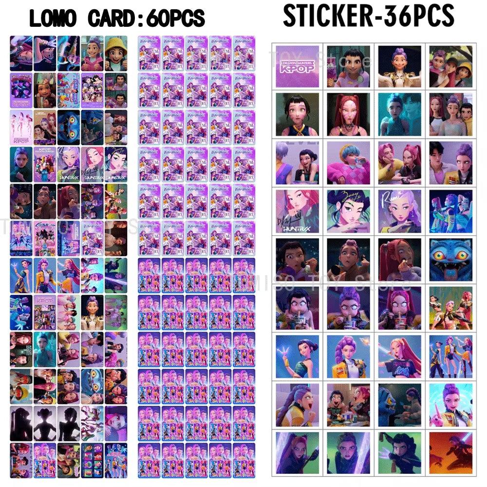 96Pcs K-POP Demon Slayers' Secret Stash: The Ultimate Sajaboys LOMO Cards & Stickers for When You Want to Fight Monsters and Collect Memes!