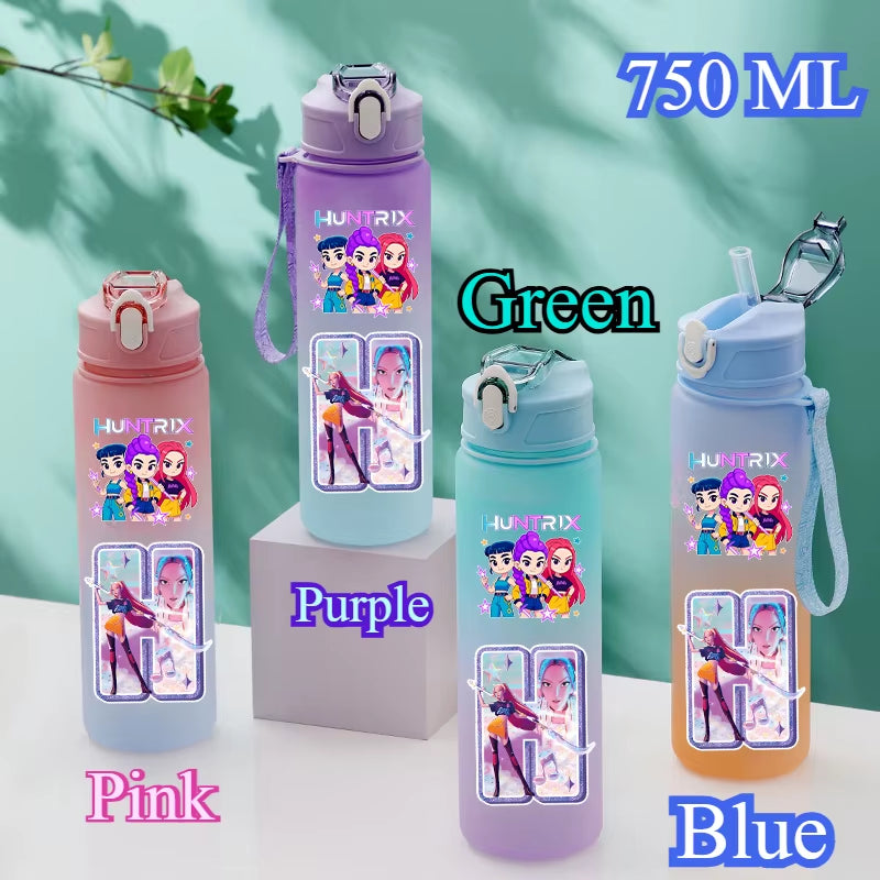 750Ml Kpop Demon Hunters Water Bottles Letter A-Z Girl Straw Drinking Cups Gourd K-Pop Rumi Mira Zoey Jinu K Pop Saja Boys