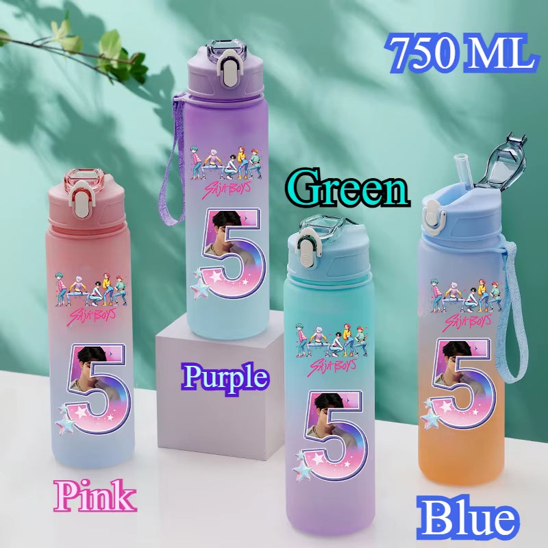 750Ml Kpop Demon Hunters Water Bottles Letter A-Z Girl Straw Drinking Cups Gourd K-Pop Rumi Mira Zoey Jinu K Pop Saja Boys