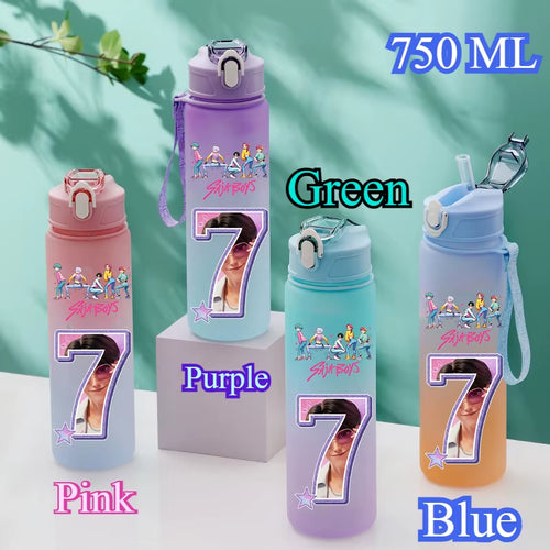 750Ml Kpop Demon Hunters Water Bottles Letter A-Z Girl Straw Drinking Cups Gourd K-Pop Rumi Mira Zoey Jinu K Pop Saja Boys