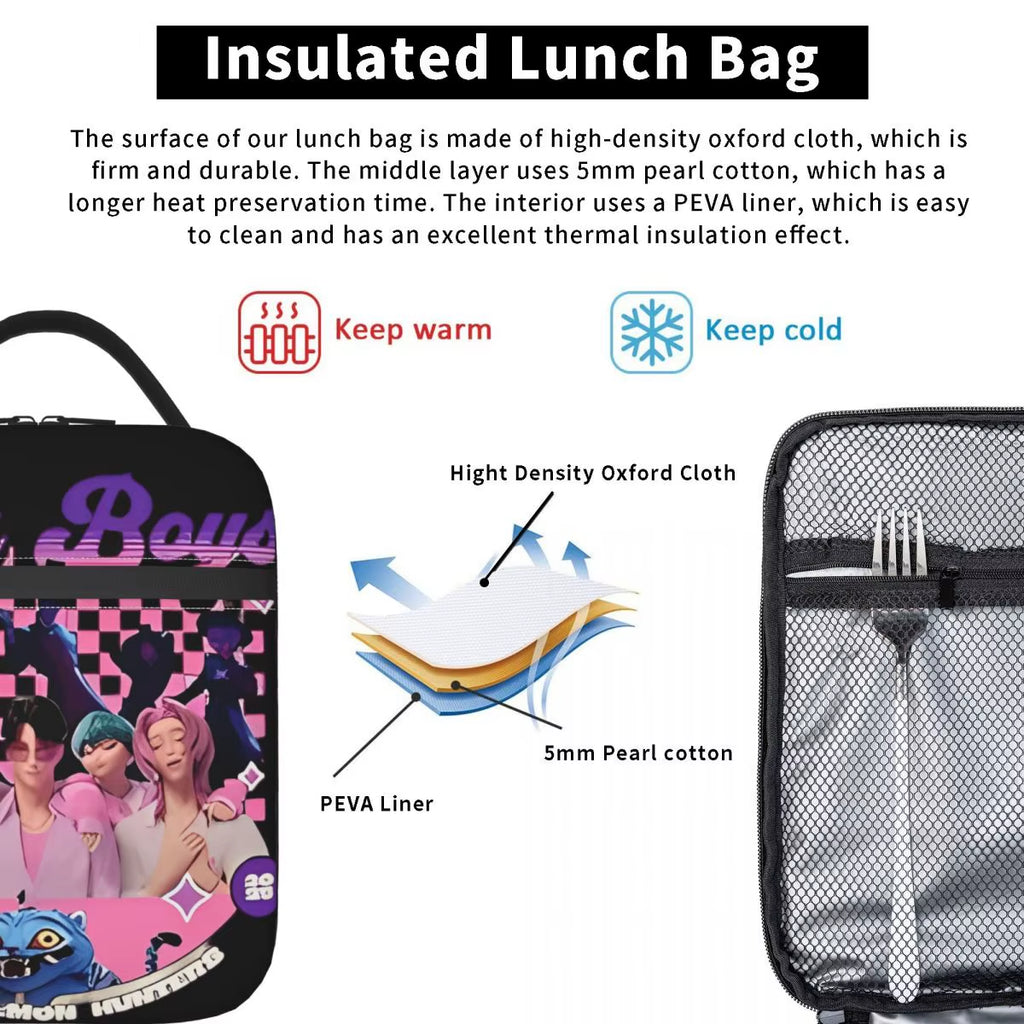 Kpop Demon Slayer Snack Attack Tote: The Ultimate Lunchbox for Anime Aficionados and Tiger Enthusiasts!