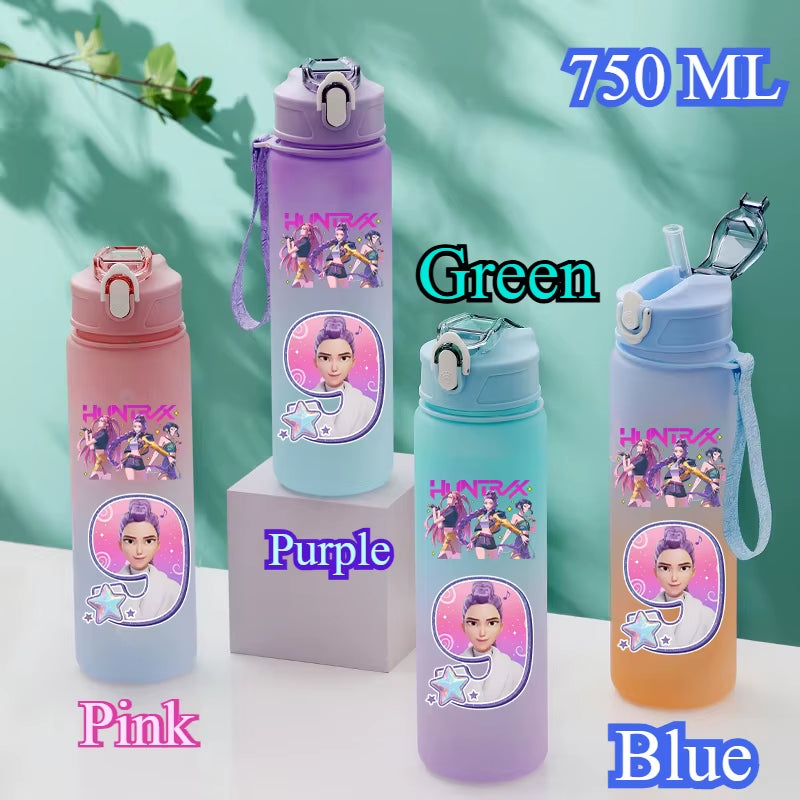 750Ml Kpop Demon Hunters Water Bottles Letter A-Z Girl Straw Drinking Cups Gourd K-Pop Rumi Mira Zoey Jinu K Pop Saja Boys